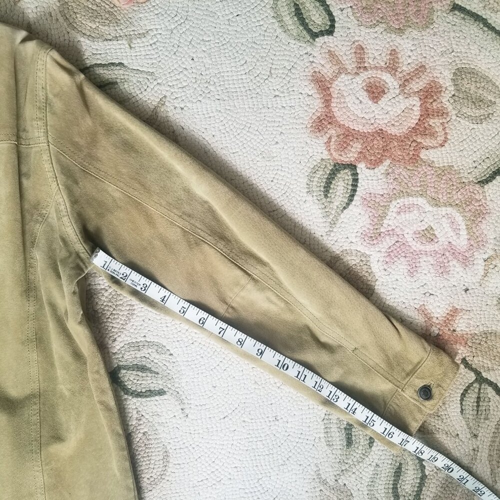 Chico's Suede Jacket in Earthy Bleached Greenish Beige-ish Color - Picture 9 of 10